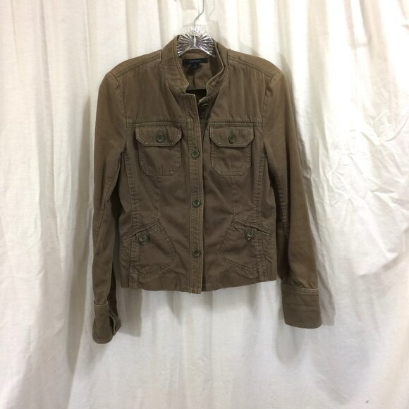 Express Jacket 100% Cotton Canvas Button Front 4 Pockets Brown Size Small - Picture 1 of 4